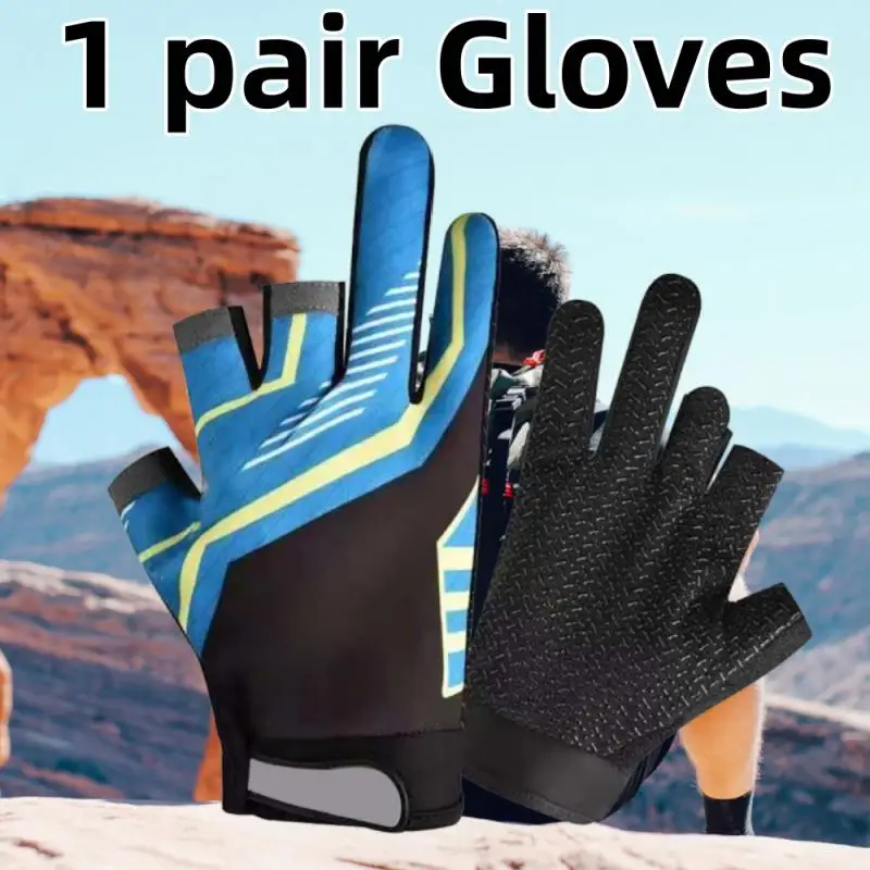 Fishing Cycling Gloves Summer Men Women Three Finger Cut For Sun Protection Anti-Slip Drive Breathable Thin