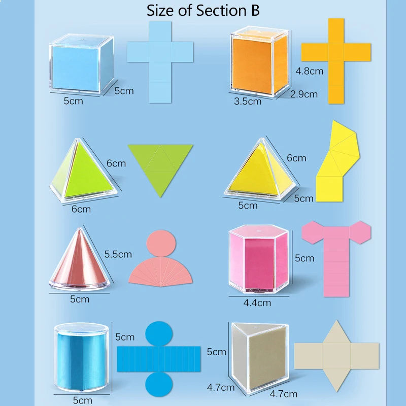 Children 3D Geometric Solids Shape Math Toys Montessori Parish Transparent Geometry Model Learning Educational Toy Teaching Aids 6