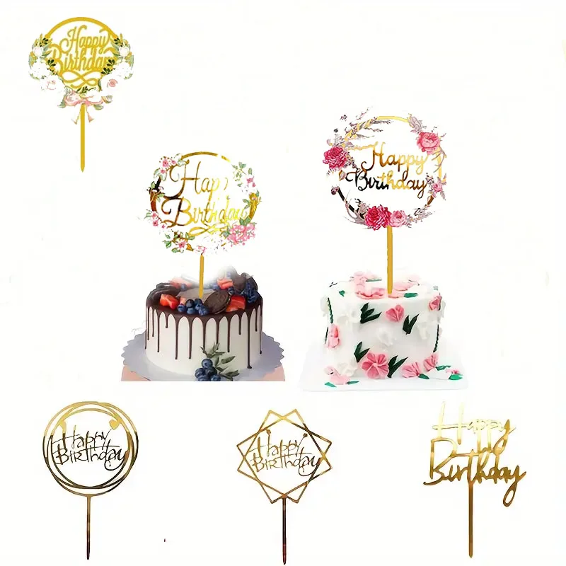 Happy Birthday Acrylic Cake Topping Creative Party Decoration Supplies Reusable Party Decoration Suitable for Celebrations