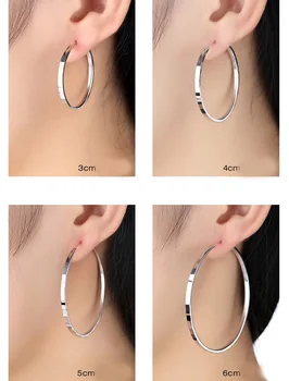 Original 925 Sterling Silver Hoop Earrings 3-6CM For Women Exquisite Student Girlfriend Jewelry Accessories Wedding Fashion Gift