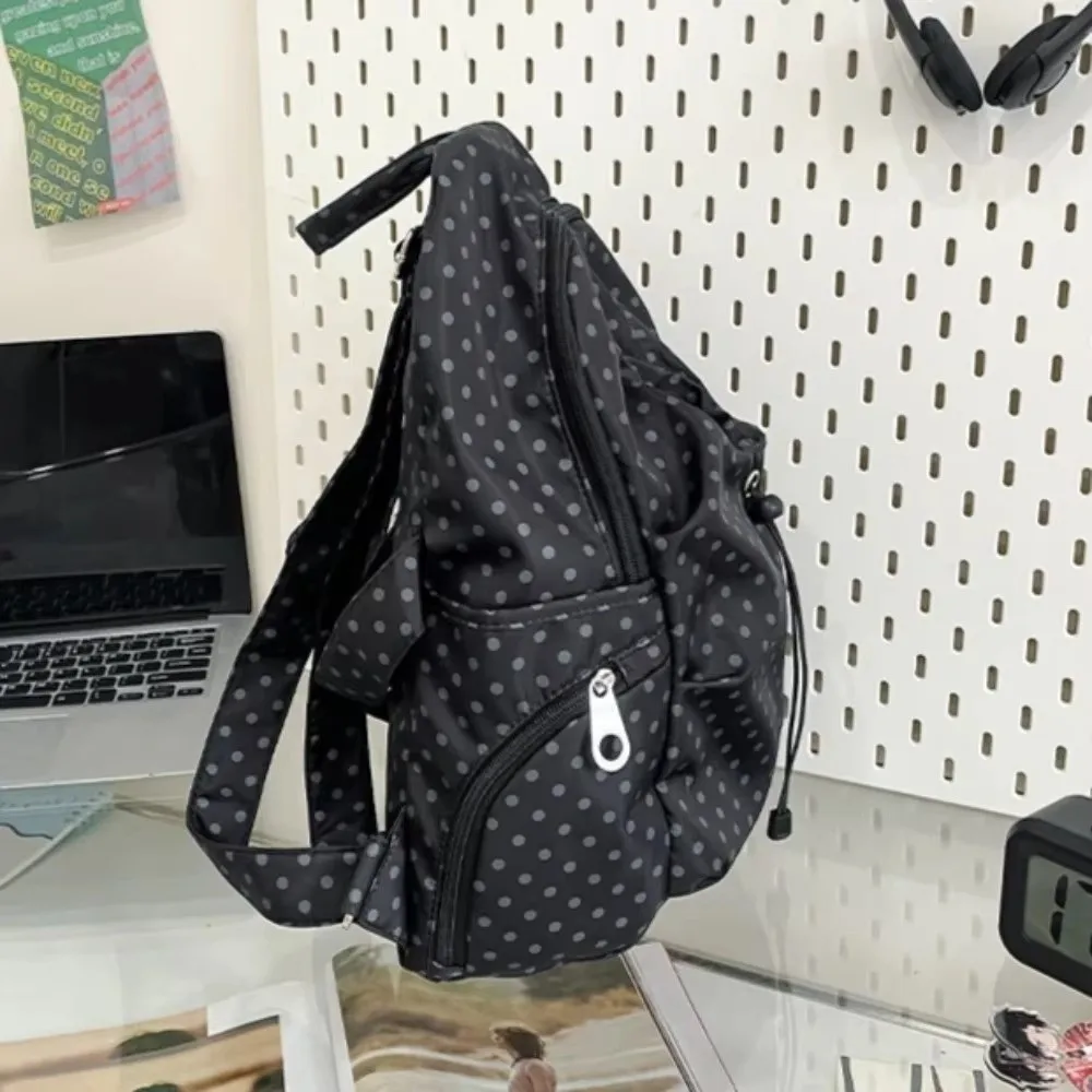 Korean Style Polka Dot Women's Backpack Lightweight Nylon Backpack Bag School Bag For Students Travel Use 4