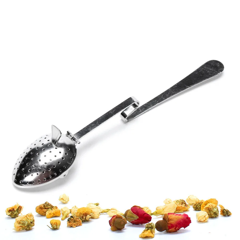 Stainless Steel Tea Filter Long Grip Spoon Hanging Loose Tea Leaf Infuser Water Drops Shaped Mesh Strainer tea infuser tea strainer tea filter