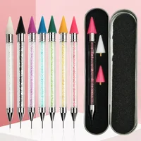 Double Head Nail Art Diamond Embroidery Drill Dot Painting Point Pen With Box Rhinestone Picker Wax Pencil Crystal Handle Tool 1