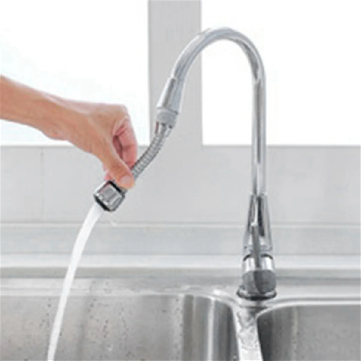 HHTL 주방용 스테인리스 스틸 수도꼭지 분무기, 물튀김 방지 버블러, 익스텐션 회전 수도꼭지 익스텐더, 3 세트