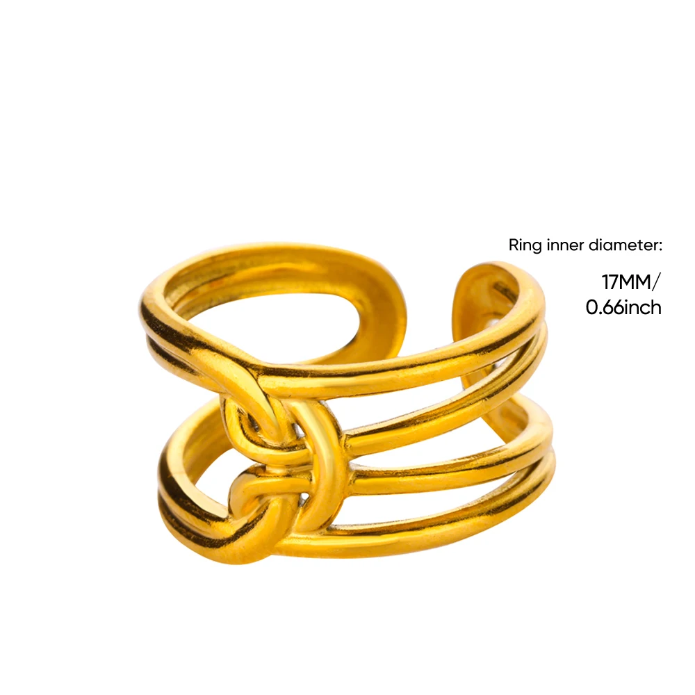 Multilayer Line Stainless Steel Open Rings For Women