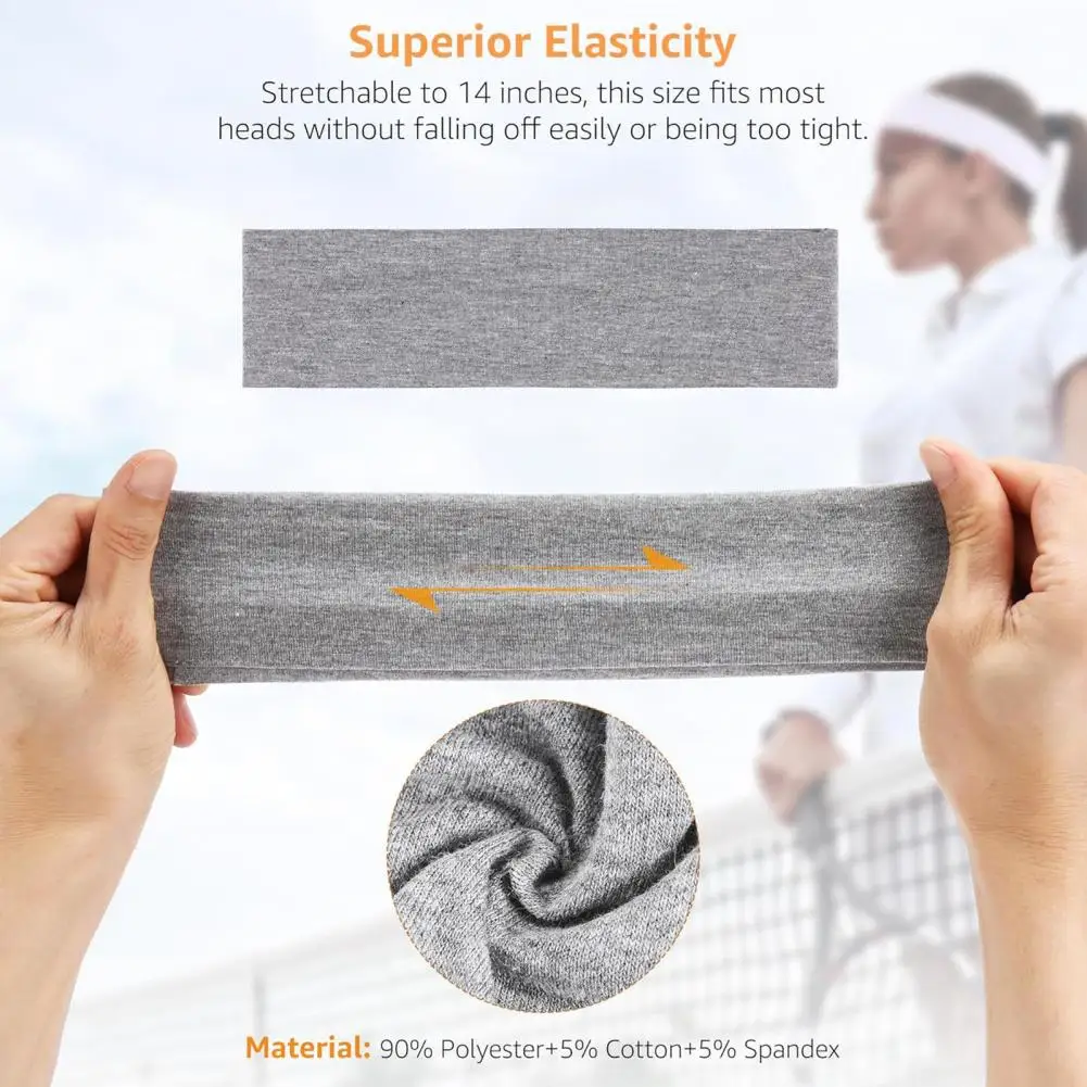 Solid Color Headband Breathable Wide Hair Band for Women Men Elastic Sports Headband for Yoga Fitness Solid Color Active
