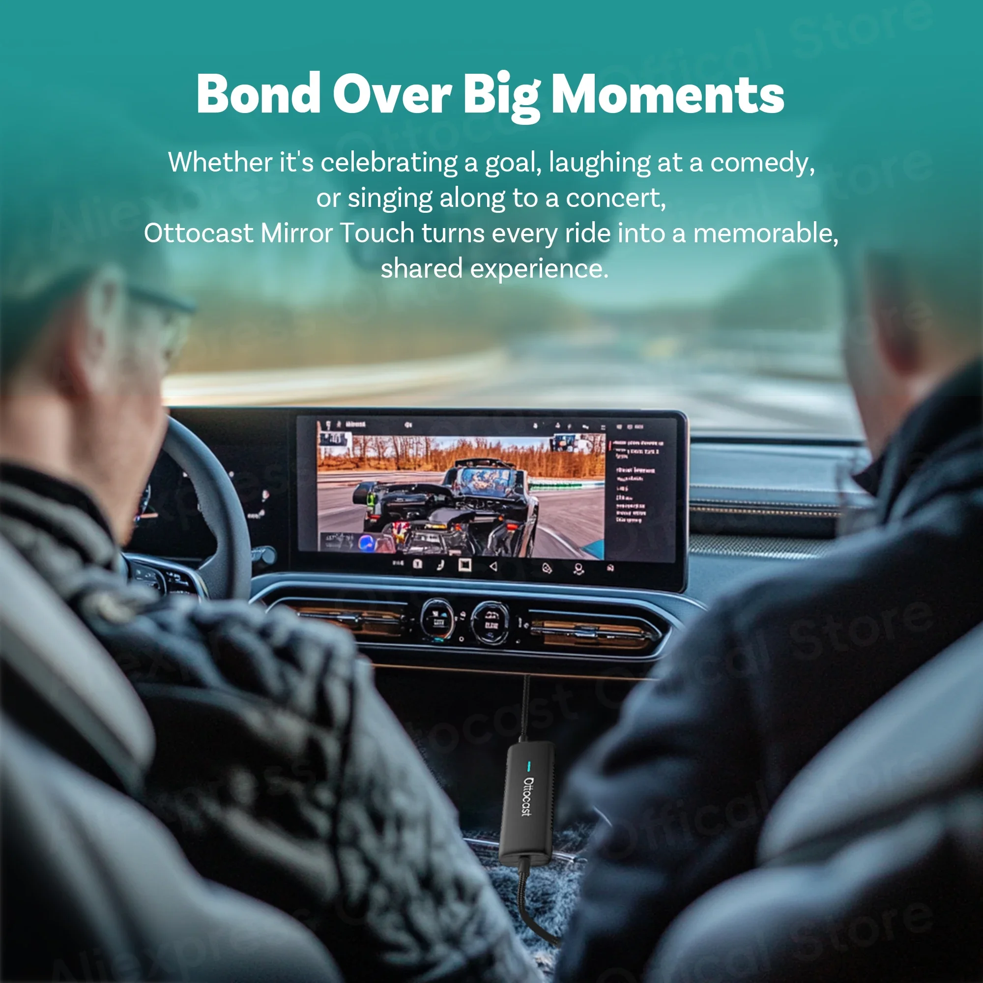 Ottocast Wireless CarPlay Adapter Mirror Touch Stick Car