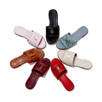CH Fashion Monogram Print Elegant Design Women's Low Heeled Slippers Solid Color High Quality Metal Lock Simple Single Shoes - Image 2