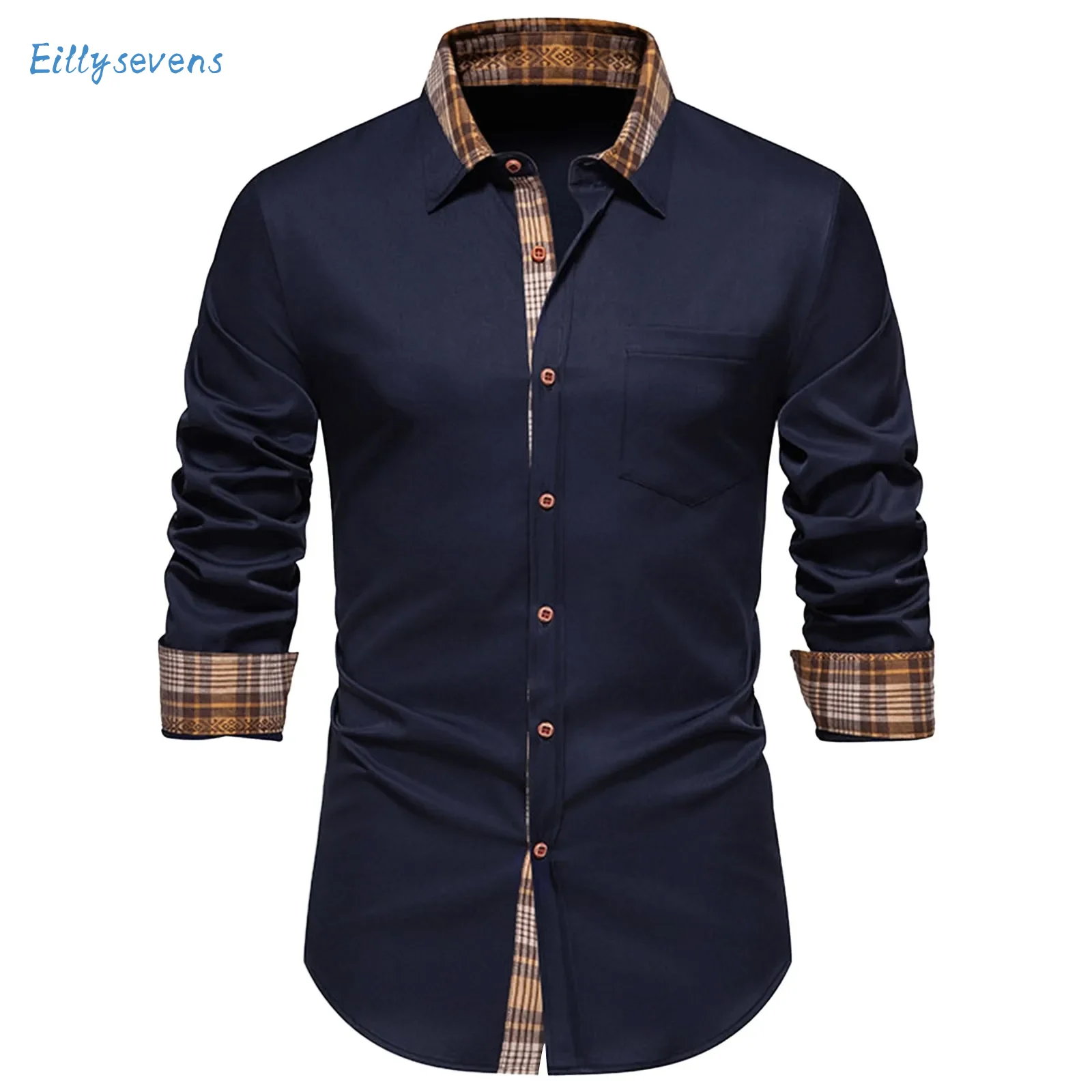 

Мужская классическая рубашка с длинным рукавом, деловая Повседневная рубашка с треугольным воротником и пуговицами
