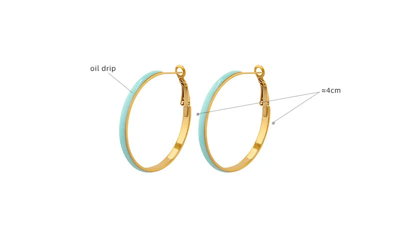 Reine Süße Drei-Farbe Tropft Kreis Große Ohrringe Nette Persönlichkeit Koreanische Ins Stil Elegante Ohrringe Schmuck Mädchen Geschenk – Detail 2