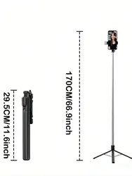 Multifunctional 67 - Inch Selfie Stick with Portable Reinforced Tripod and Remote Control (Z6)