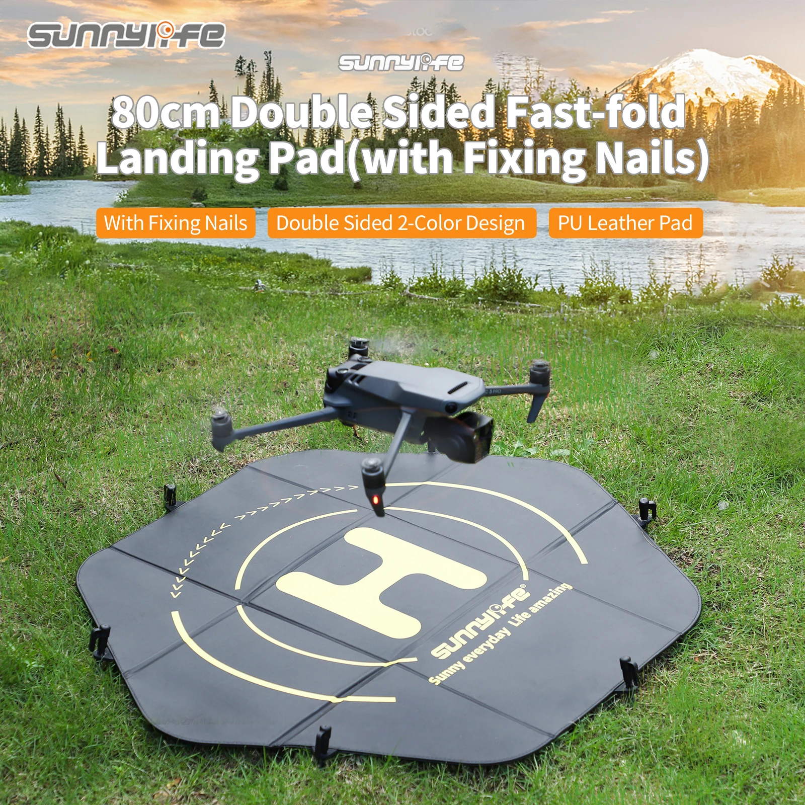 

Sunnylife 80cm(31’’) Drone Landing Pad Fast-Fold Double-Sided Waterproof for DJI Mavic 3 Pro/ Phantom 4 Pro/ Autel EVO II