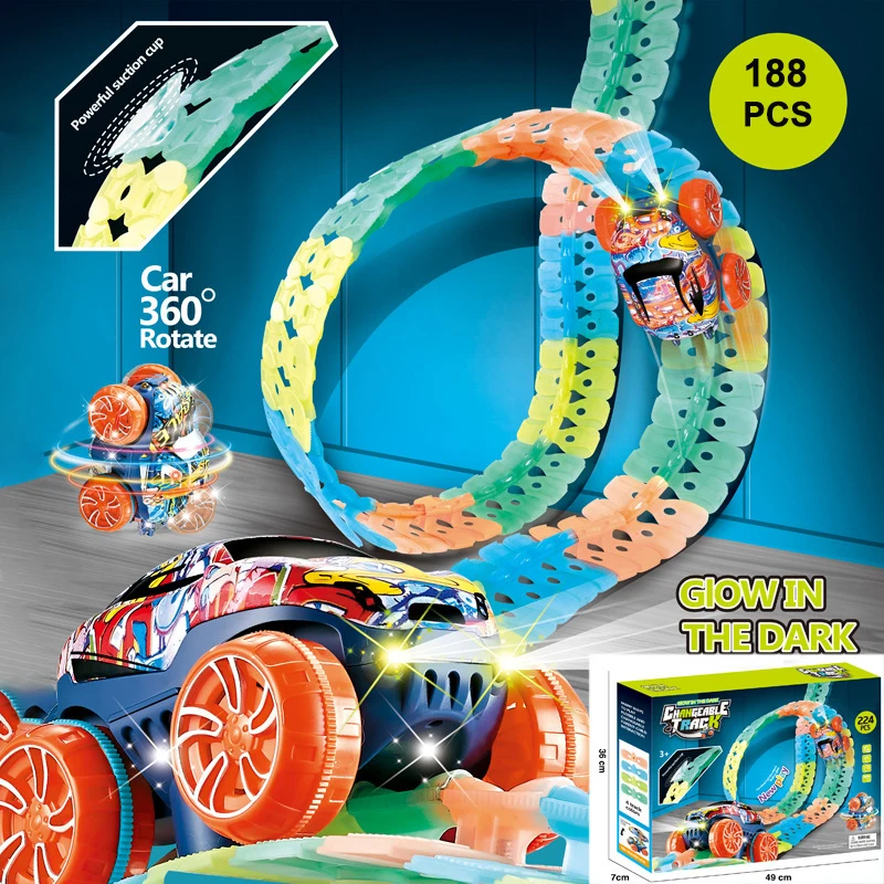 Glow Track Flexi Track Car Set Hot Wheels Track USA Toyz Zero-G