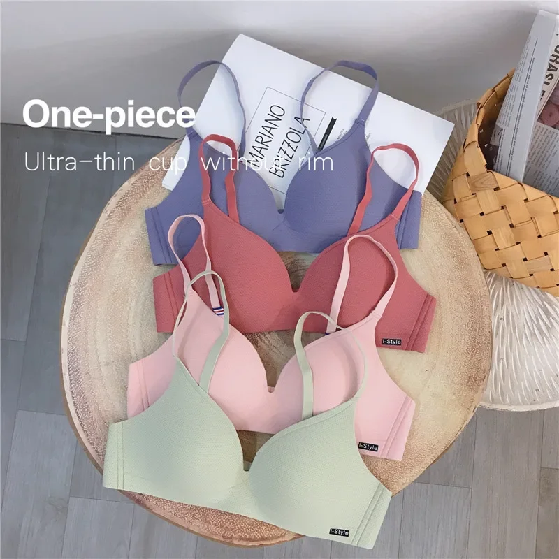 Glossy Gathered Wireless Bra For Small Chest Large Size Support_voghion.com