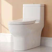 Elongated One Piece Toilet, Dual Flush 0.8/1.28 GPF Toilet with Comfortable Seat Height, Powerful & Quiet Modern Standard Toilet 1