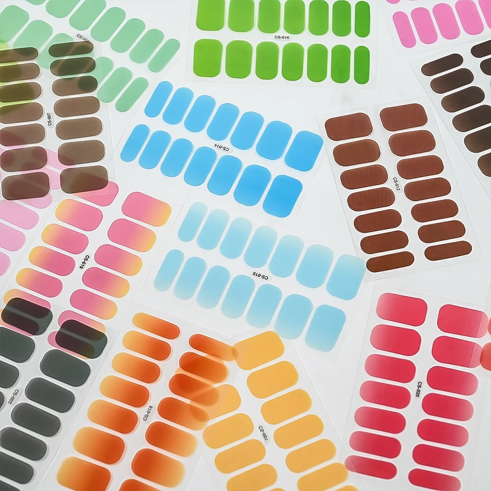 14 Tips DIY Baking-free Nail Sticker Long-Lasting Solid Color Nail Strips Patch Slider Full Cover Decal Self-Adhesive Full Wraps