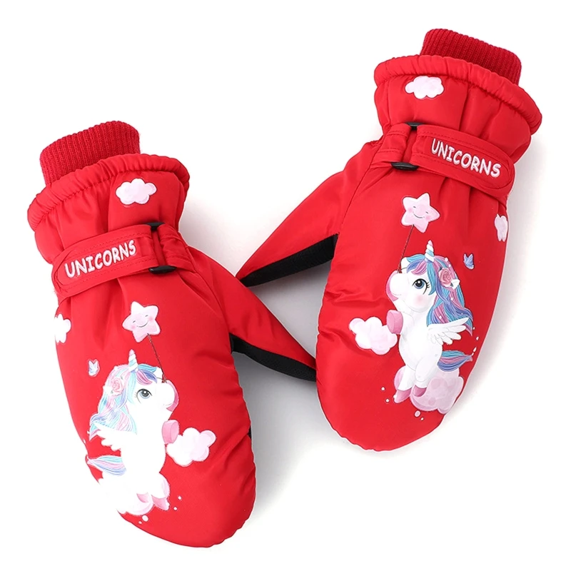 Kids Ski Gloves Waterproof Children Outdoor Gloves Cartoon  Print Cycling Gloves Anti-slip Mittens for Girls Boys Dropshipping 4