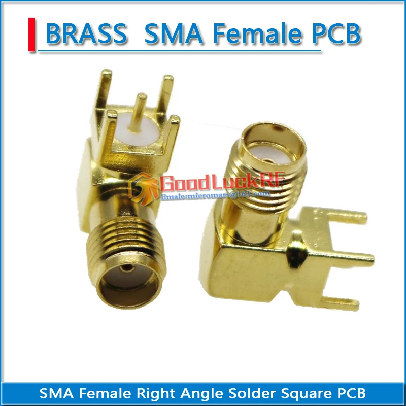 

10X шт RF разъем SMA Гнездовой разъем 90 градусов прямоугольный паяльный квадратный PCB монтажный разъем латунный позолоченный