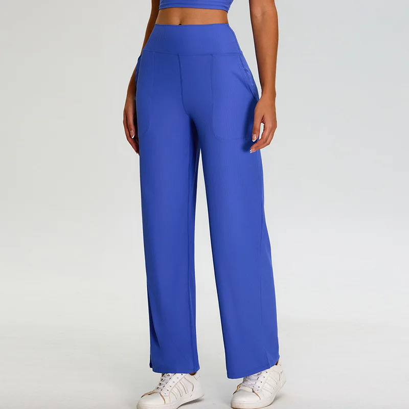 Ribbed Yoga Pants For Women Leggings Gym Workout Leggings High Waist Fitness Outdoor Running Sports Pants Straight Leg