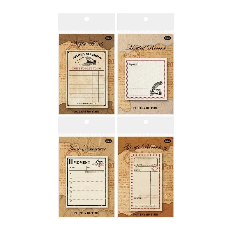 30Sheets Collage Supplies Memo Sticky Poetry Pad Account Convenience Material Decoration Writing Handmade Scrapbook 157*97mm 5