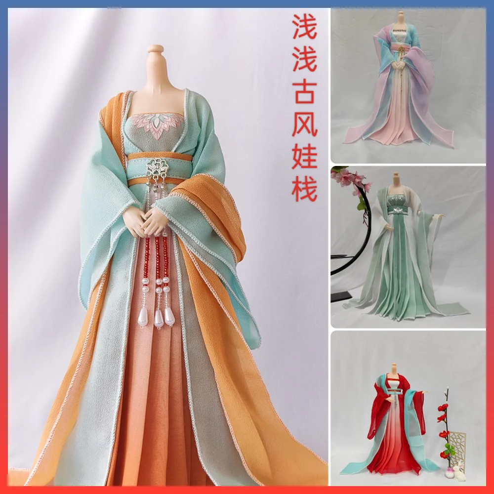 In stock 30cm Doll Clothes 1/6  Female Chinese Ancient Costume Hanfu Welcoming New Year's Winter Cloak For 12inch Action Figures
