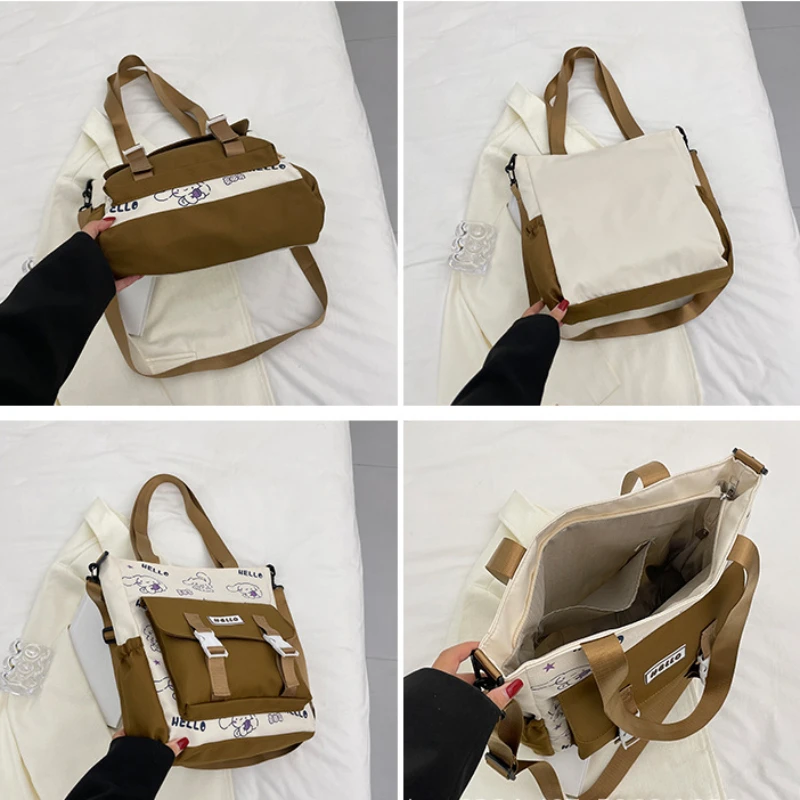 Sanrio handbag for schoolgirls, large capacity, fashionable and cute crossbody bag, casual and versatile shoulder bag for women