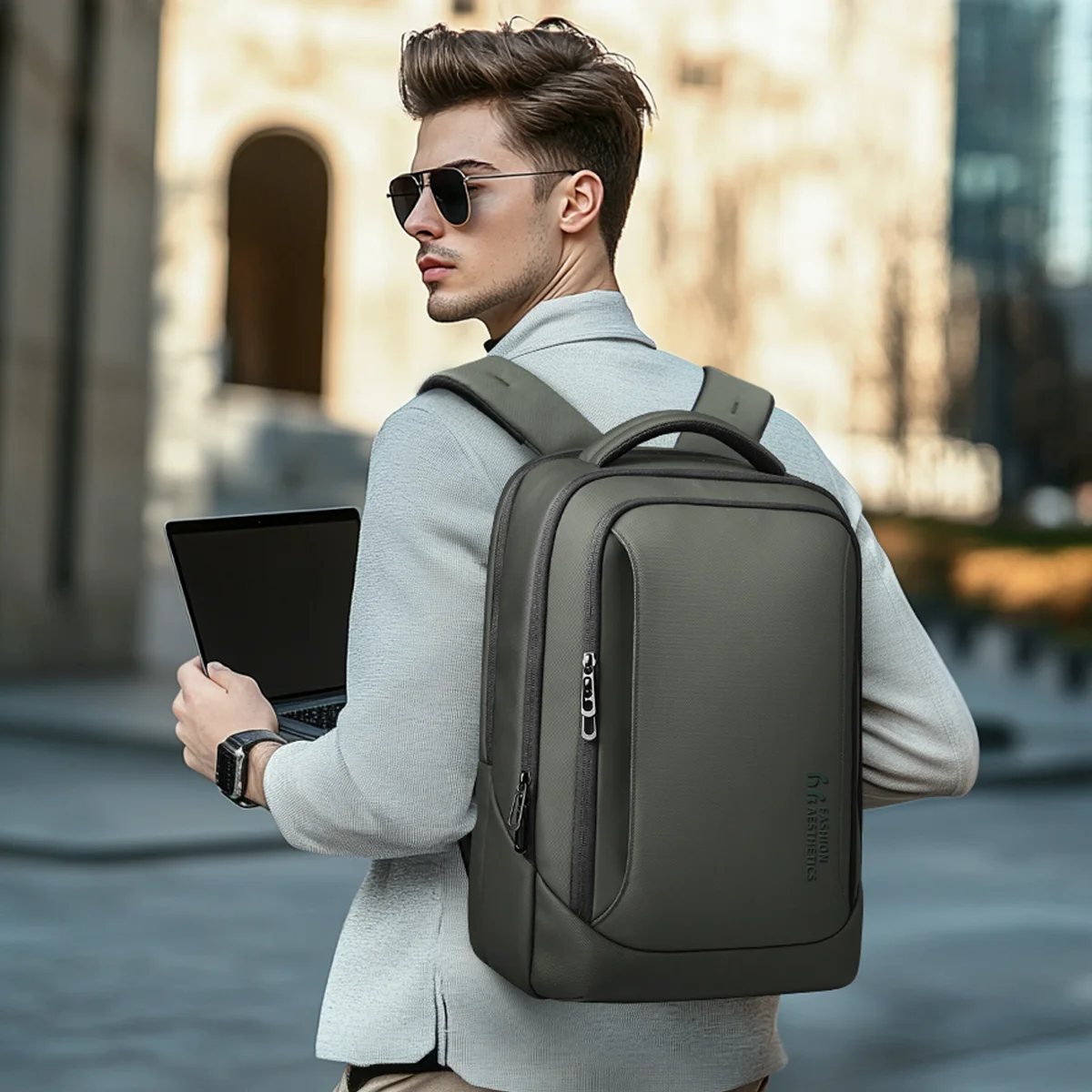 HcanKcan Business Waterproof Backpack USB Charging Men Backpack Fit 15.6'' Laptop Travel Large Capacity School