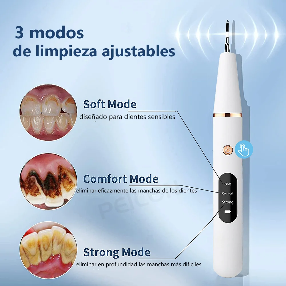 Ultrasonic Dental Scaler Electric Oral Teeth Tartar Remover Calculus Plaque Stains Cleaner Removal Teeth Whitening Tool with LED