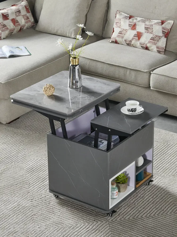 

Rock Lifting Coffee Table Dining Table Dual-purpose Mini Mobile Retractable Storage Creative Edge