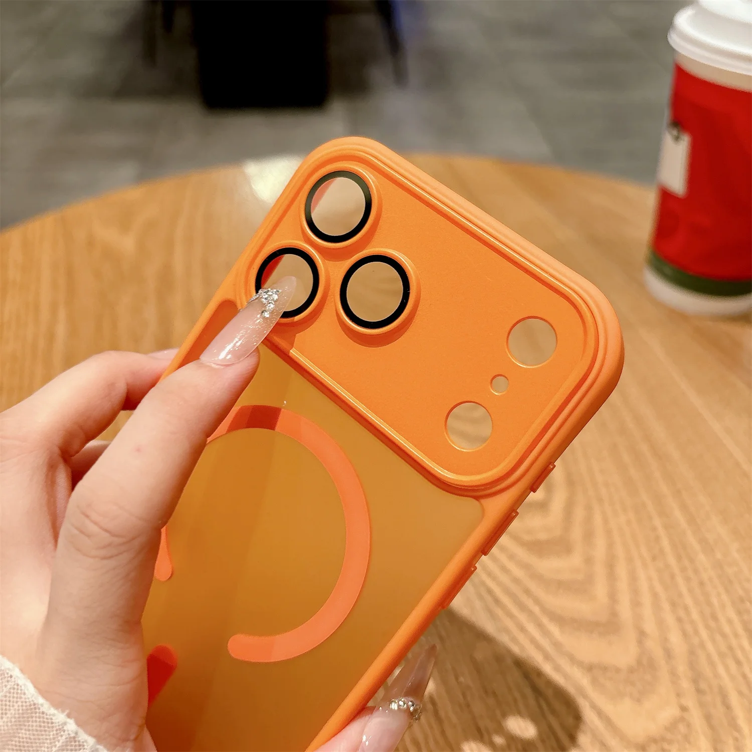 Magnetic Wireless Charging Phone Case with Lanyard and Matte Translucent Lens Protection