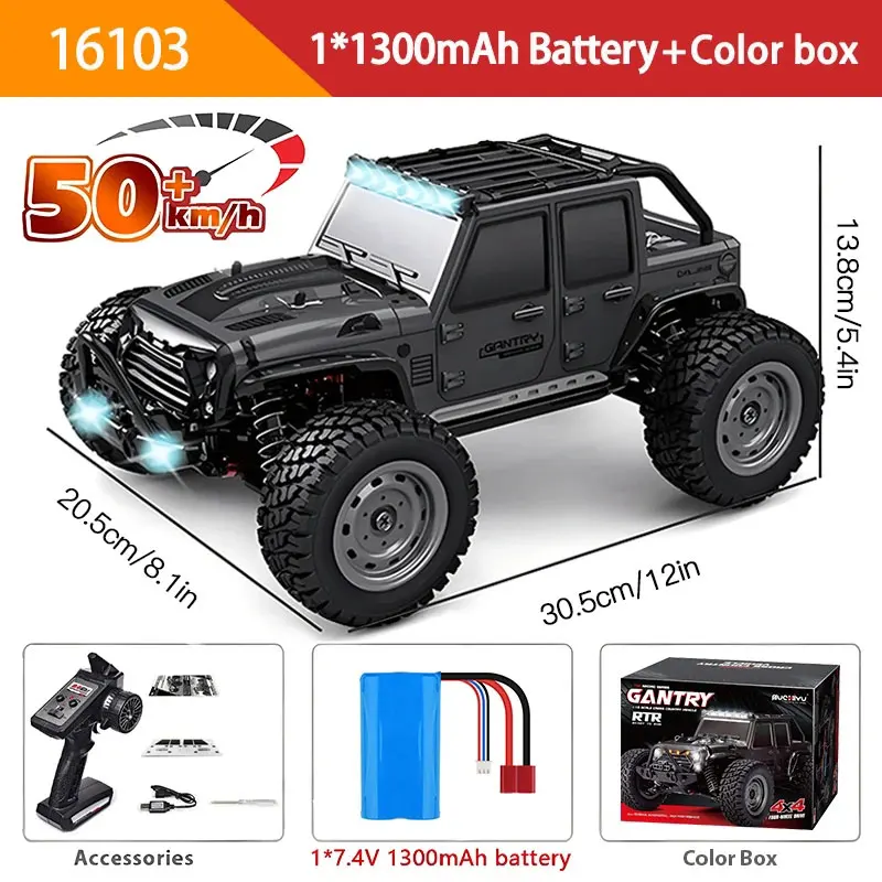 16103 PRO 1:16 4WD RC سيارة 70KM/H فرش السيارات 2.4G سيارات التحكم عن بعد عالية السرعة على الطرق الوعرة تسلق مركبة مع مصباح ليد