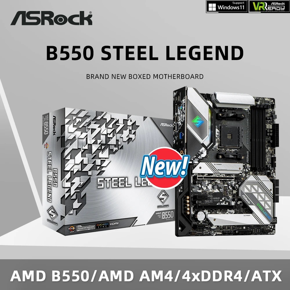 ASRock Brand New B550 Steel Legend Motherboard Support 5800X3D