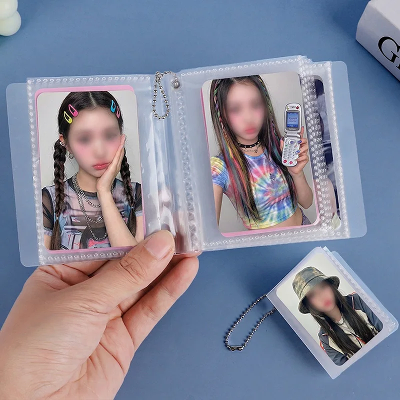 미니 포토앨범 키체인 K팝 포토카드 홀더 포켓 ID 사진 아이돌 소형 카드 보관 PVC 바인더 앨범 키링 선물