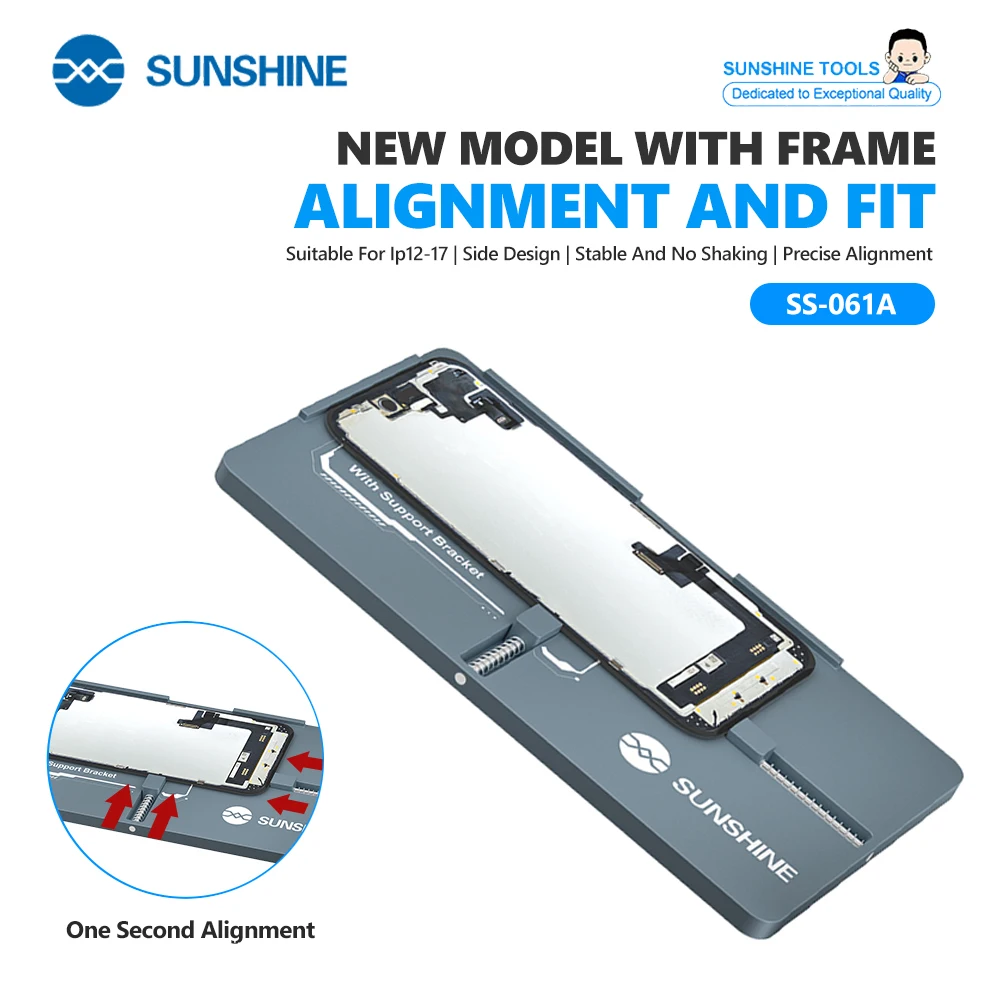 SUNSHINE SS-061A Molde de Laminação com Mola para Alinhamento e Posicionamento Automático para Reparo de Celulares IP12-17 e a Maioria dos Modelos Mini
