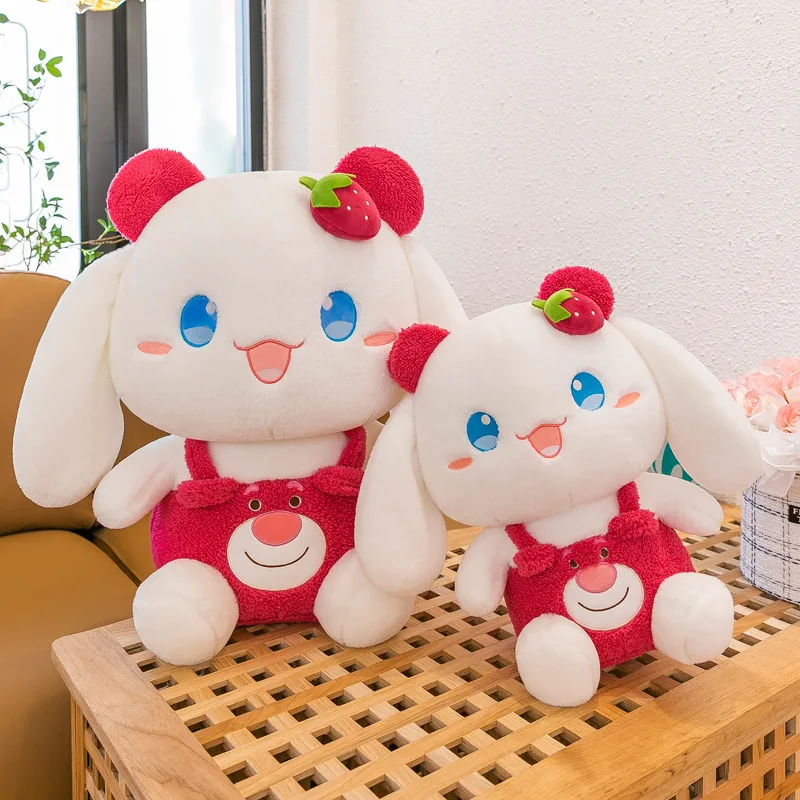 딸기 귀여운 토끼 인형, 귀여운 딸기 토끼 봉제 장난감, 큰 귀 토끼 인형, 시나모롤 작은 토끼 천 인형