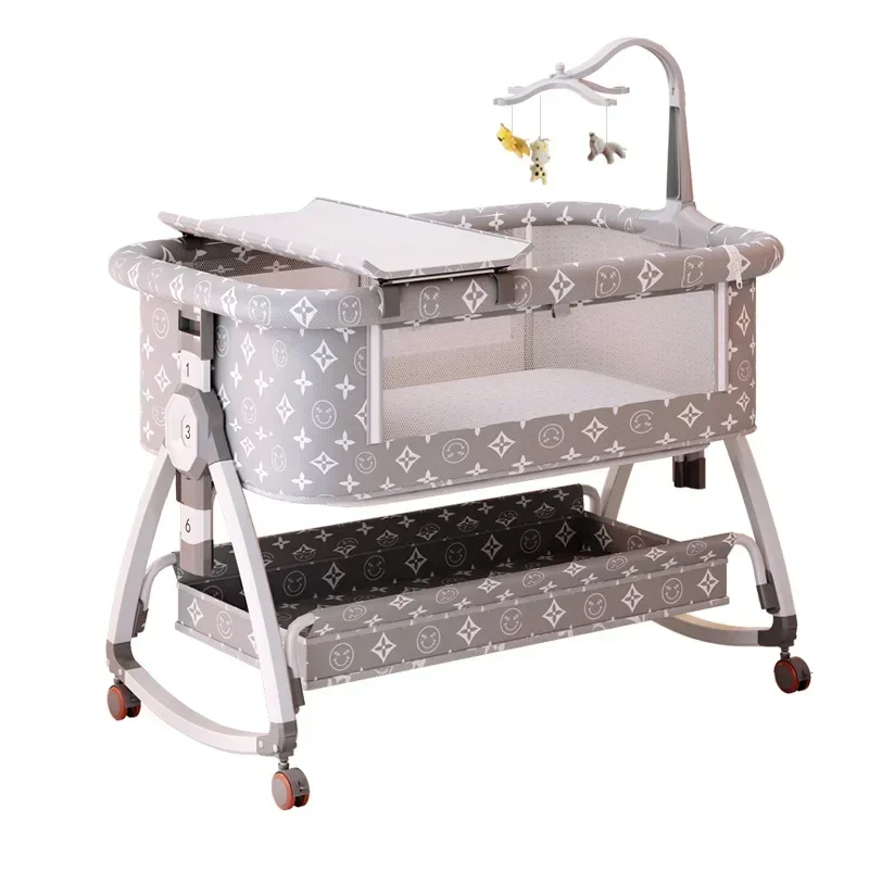 

Portable and Movable Baby Crib Foldable Height Adjustable Splicing Large Bed, Baby Cradle Bed Bb Bed Anti Overflow Milk