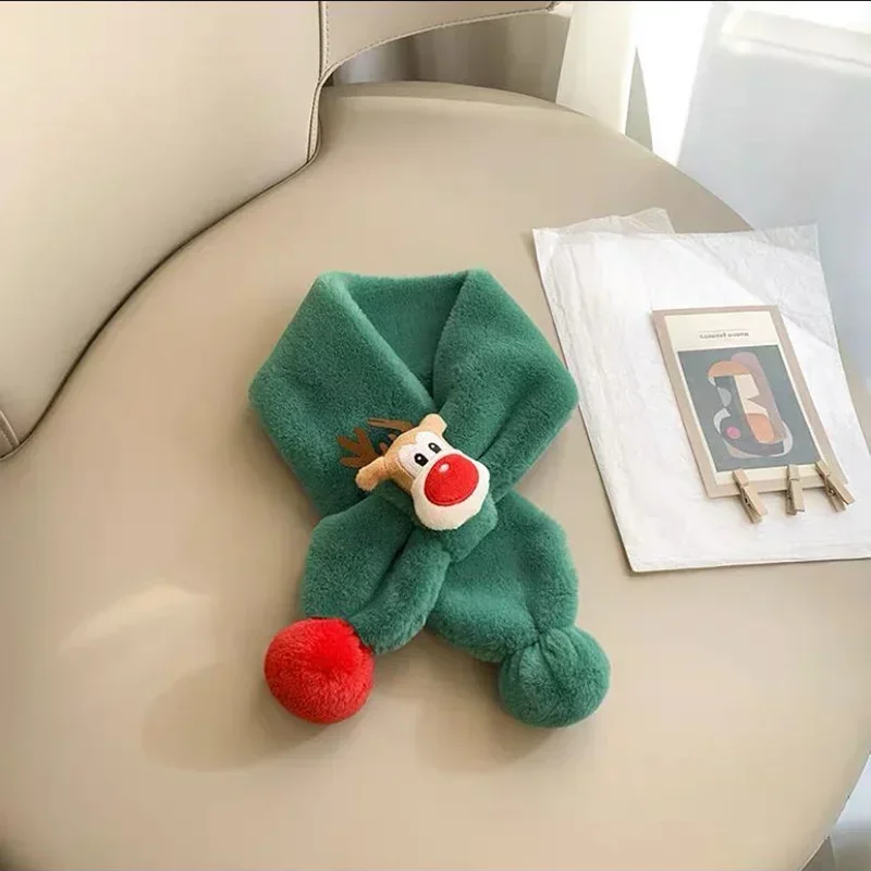 Children's Scarf Winter Warm Baby Plush Scarf Thickened Men and Girls Windproof Cute Christmas Deer kids scarf