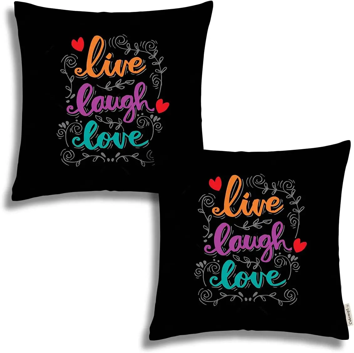 

Live Laugh Love Motivational Quote Pillow Covers Square Cushion Cover for 18x18 Inch 2 Pack for Couch Sofa Bed Decorative