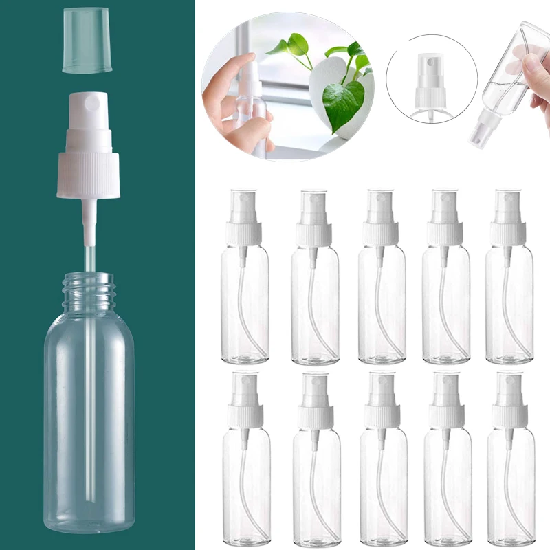 

10Pcs Empty Clear 10ml-100ml Fine Mister Spray Bottles Travel Portable Refillable Containers For Cosmetics Essential Oils Liquid