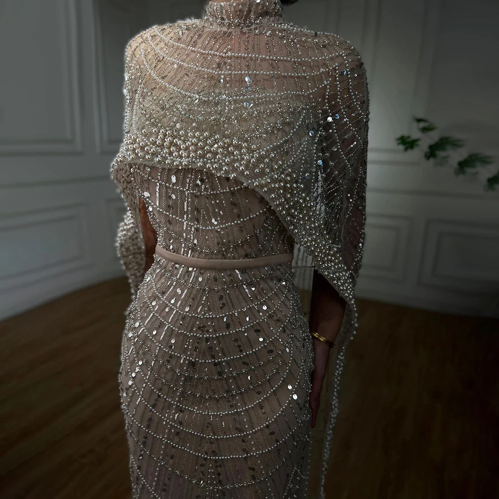 Sd9cf03baa9b84f4696132e2712a9164er Arabic Nude Mermaid Long Cape Sleeves Luxury Evening Dresses Gowns For Women Wedding Party Mallzona