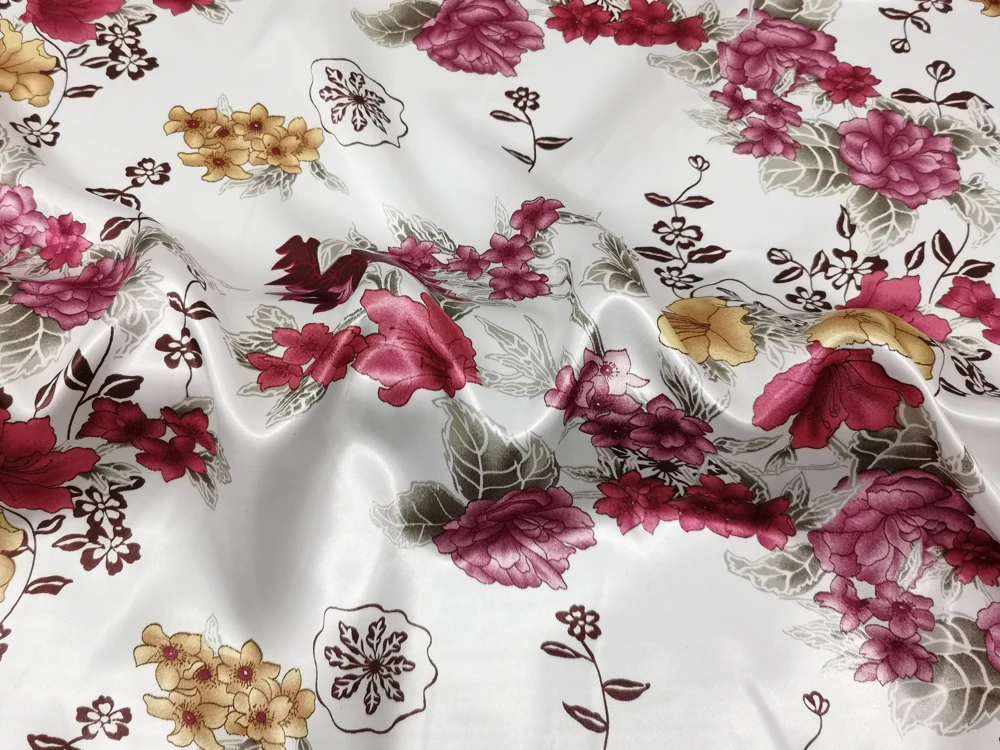 1 Meter x 1,48 Meter Vintage Blumen-Karo-Patchwork-Satin-Stoff, weiches Charmeuse-Material – Detail 35