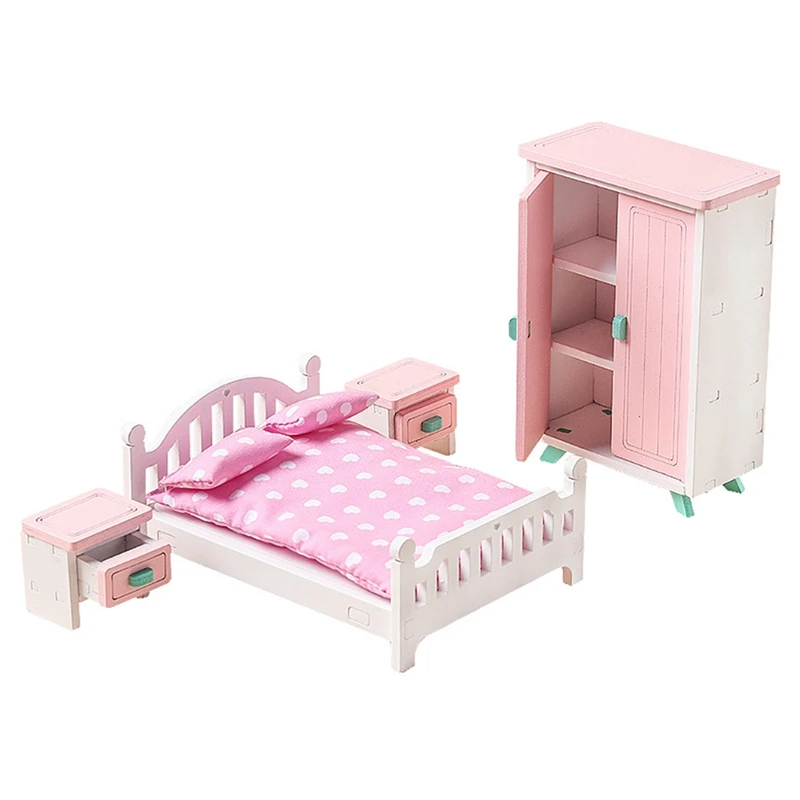 

Набор деревянной мебели для кукольного домика, мини набор деревянной мебели, мебель для кукольного домика, мини-модель для спальни, игрушки для детей, подарки