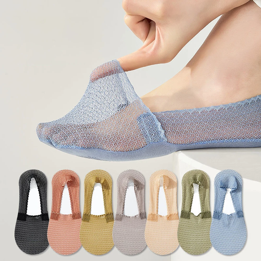 4pairs Lace Boat Socks Women Slippers Antiskid Invisible Summer Female Ankle Socks Cute Cotton Thin No Show Low Cut Socks Gift