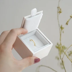 White Satin Jewelry Organizer Box Ring Necklace Earrings Storage Display Gift Packaging Box Flip High-end Paper Jewelry Box
