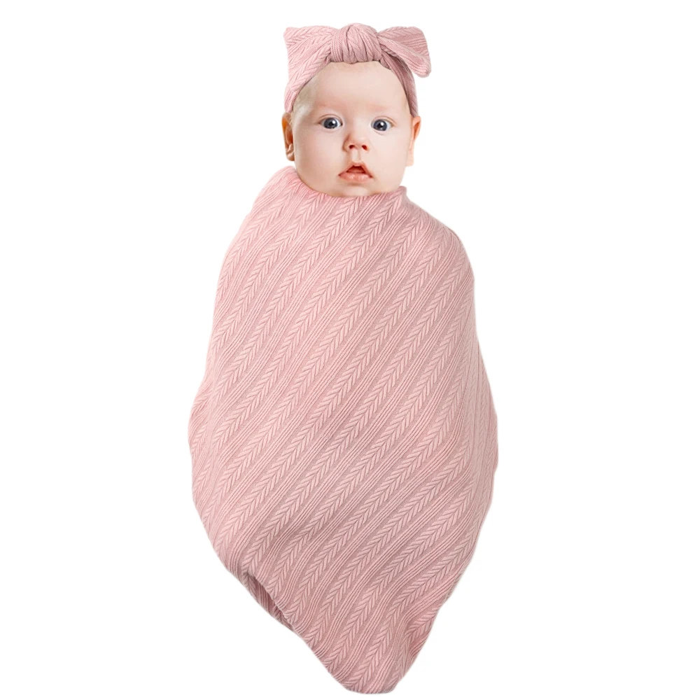 Newborn Baby Swaddle Blanket Wrap Cloth Hat Suit Headbands For Girls Boys Infant Swaddling 3pcs Set BHT01