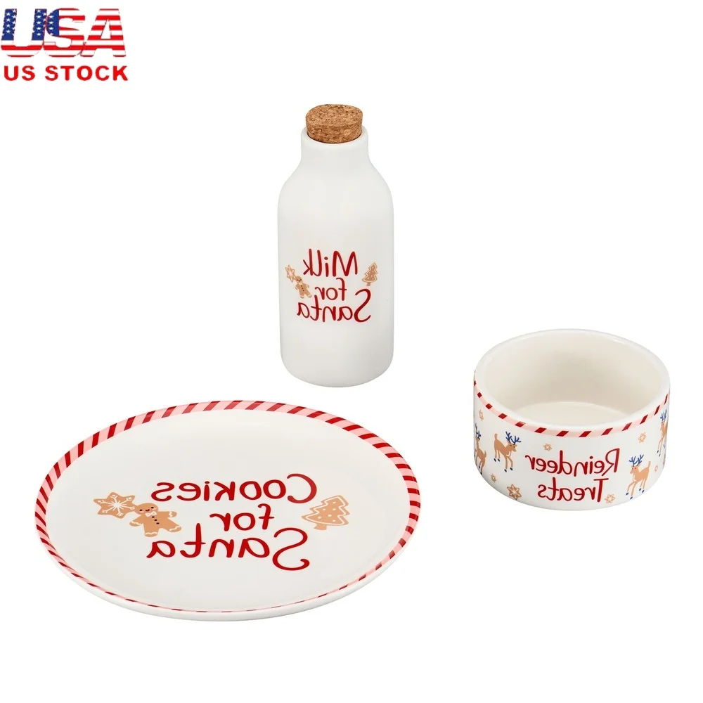 Santa Cookie Plate and Milk Bottle Set 1
