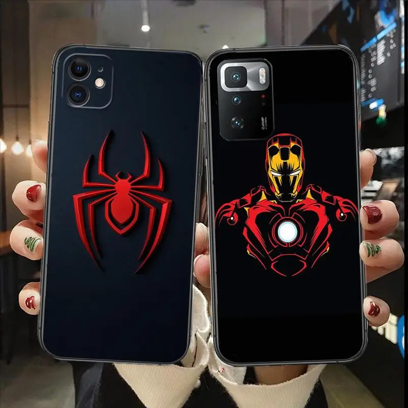 spiderman iron Man Anime phone Case For IPhone 13 12 11 Pro Max Mini SE XR X XS  Max 8Plus 7plus 6 6S  New Shell Black phone Cas