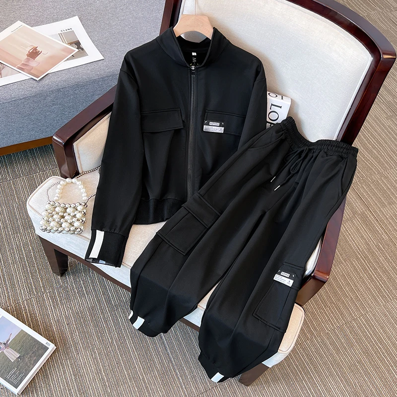 

Winter Two Piece Sets Women Tracksuit Casual Suit Autumn Trouser Suits Female Sweatshirt Solid Sports Zip cardigan Sportswear