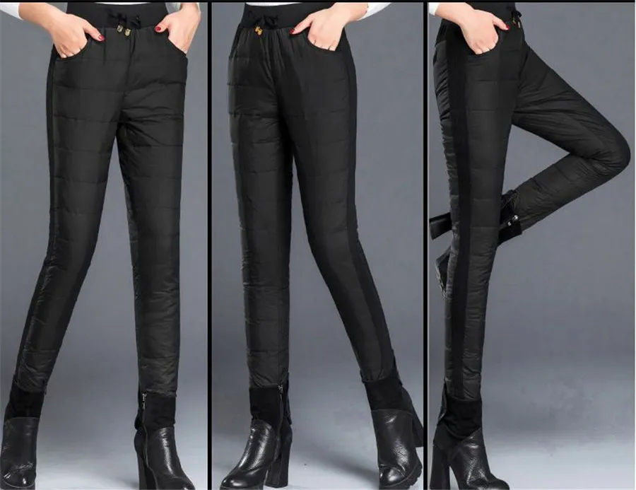 Mom's Winter Vintage Warm Thicken Pants Down Cotton High Waist Pencil Trousers Thick Snow Wear Skinny Oversized 4xl Pantalones
