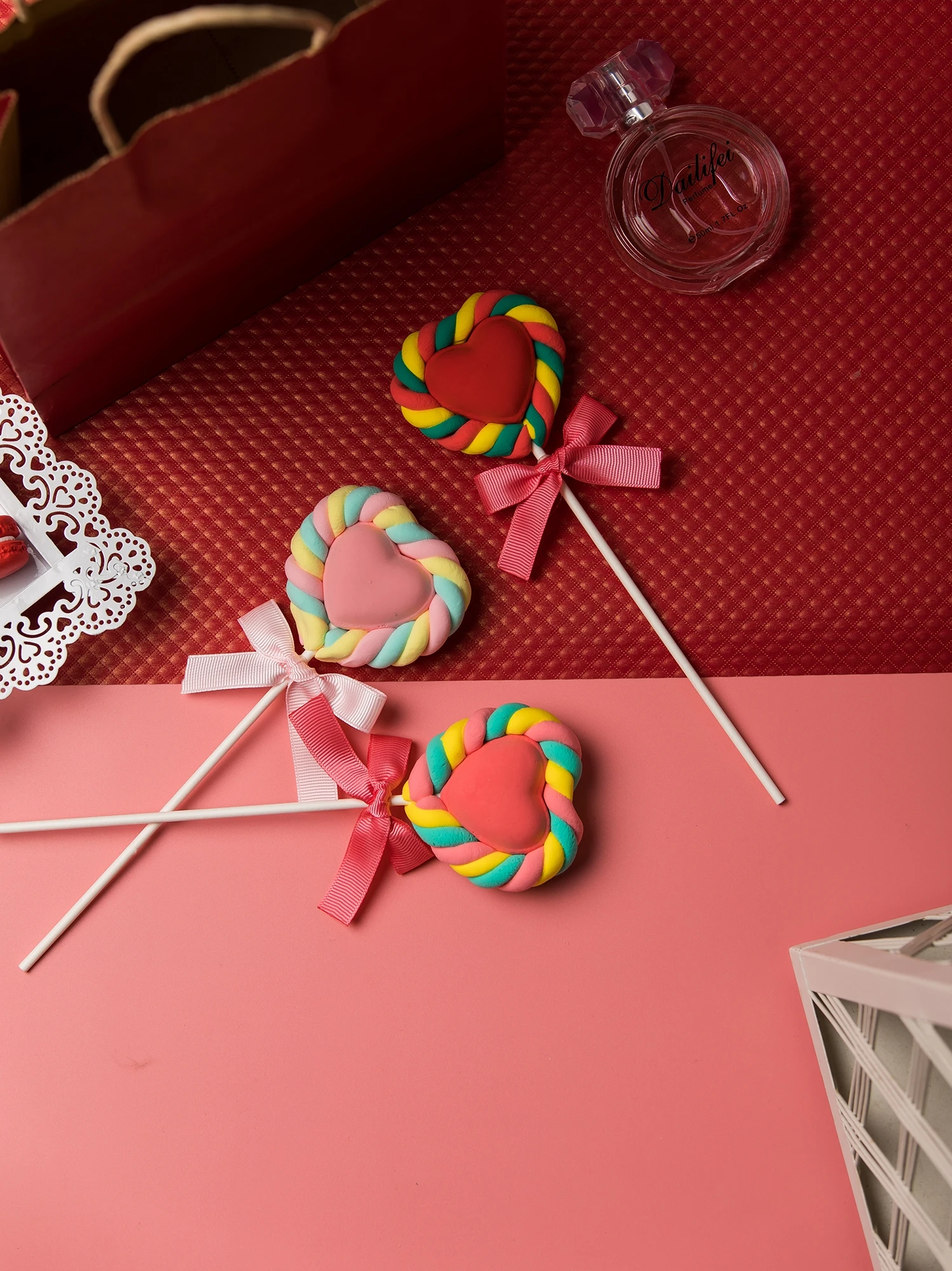 Simulation Lover Cotton Lollipop Marshmallow Fake Candy Dessert Window  Decoration Shooting Props